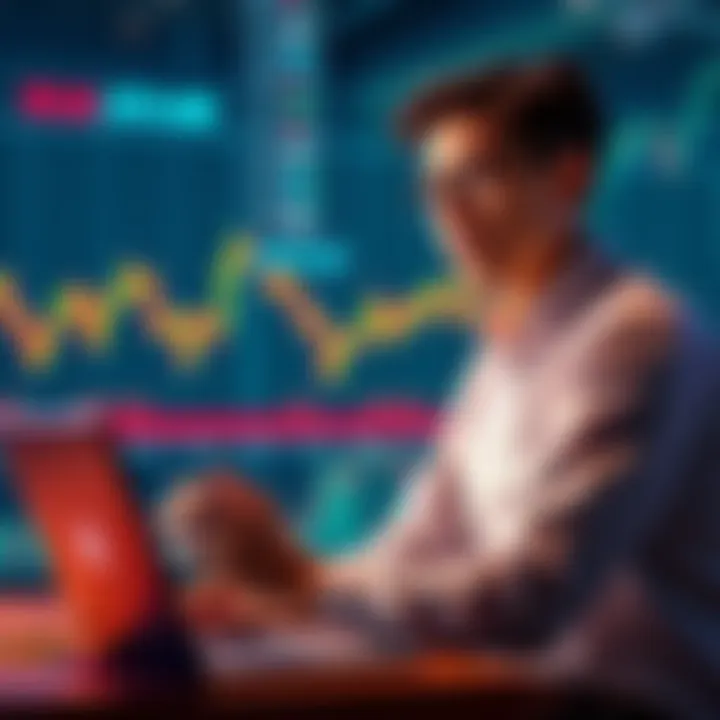 A 22-year-old recent graduate explains their investment strategies in front of a laptop with stock charts on the screen.