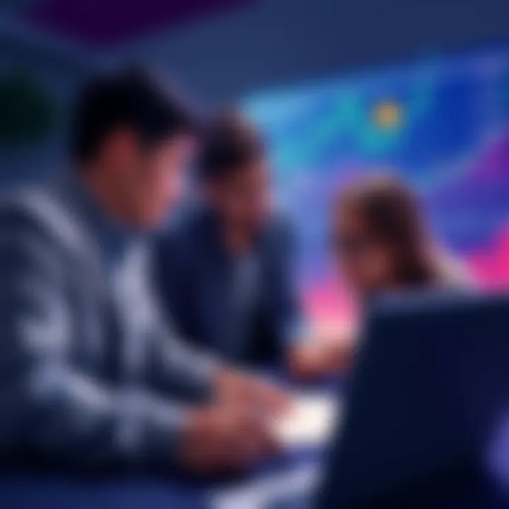 An 18-year-old student discussing investment plans with parents, focused on Bitcoin, surrounded by charts and graphs of cryptocurrency growth.