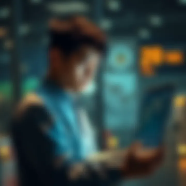 A young man looking distressed while holding a laptop with crypto charts on the screen, symbolizing his financial losses in the market.