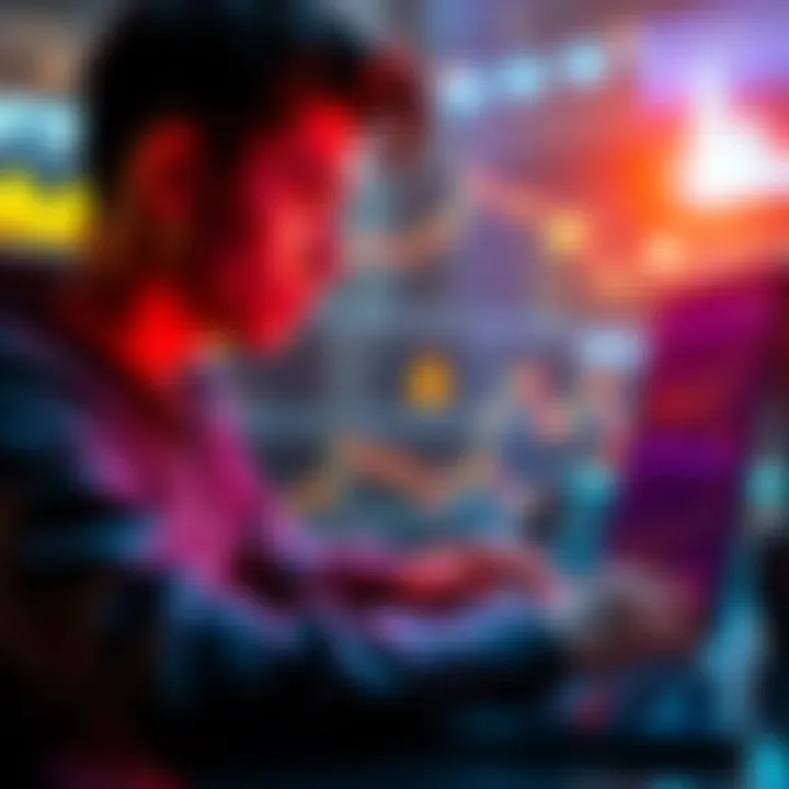 A young person looking at cryptocurrency charts on a laptop, symbolizing the shift in financial advice towards digital assets.