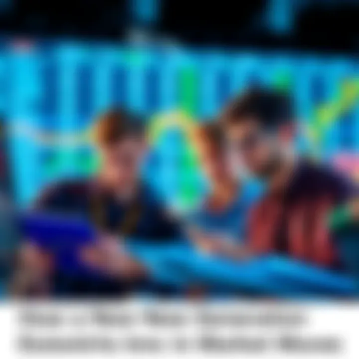 A group of young investors studying stock charts and financial data, looking focused and engaged, symbolizing their savvy approach to market moves.