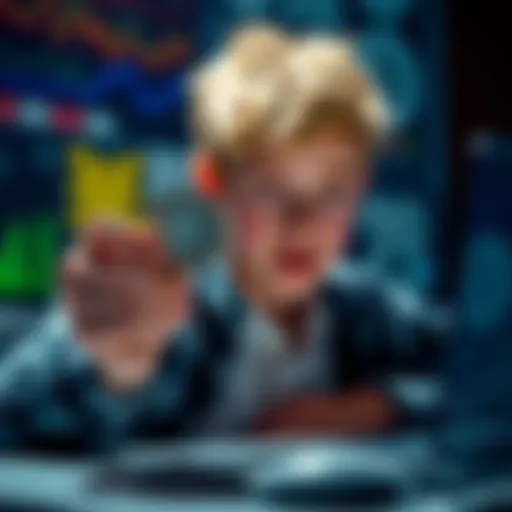 A 17-year-old holding Litecoin coins while looking at a computer screen, representing their digital assets before turning 18.