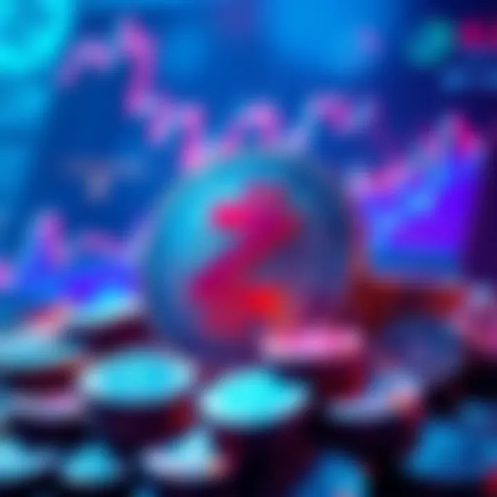 Visual representation of Zcash cryptocurrency with digital coins and financial charts indicating future trends.