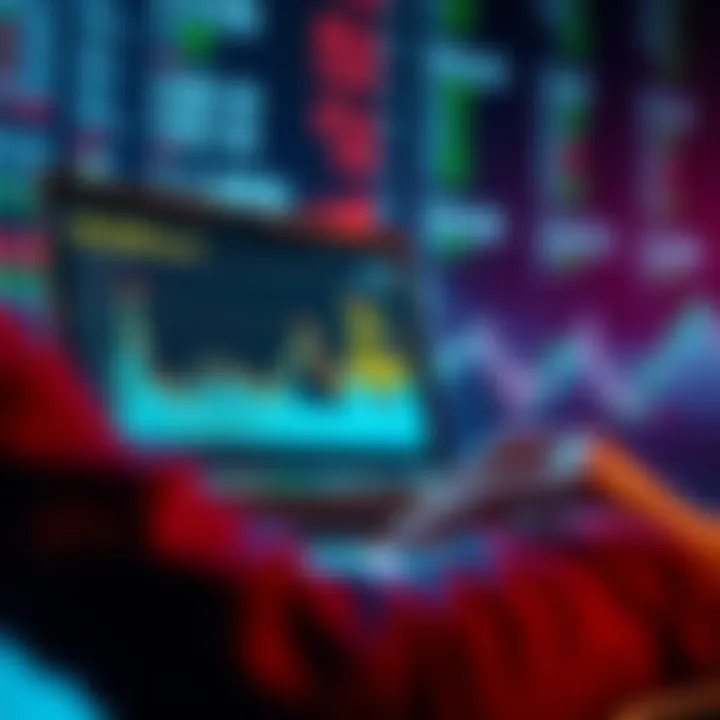 A person analyzing Zcash investment charts on a laptop, with digital financial data in the background, symbolizing the future of privacy currency.