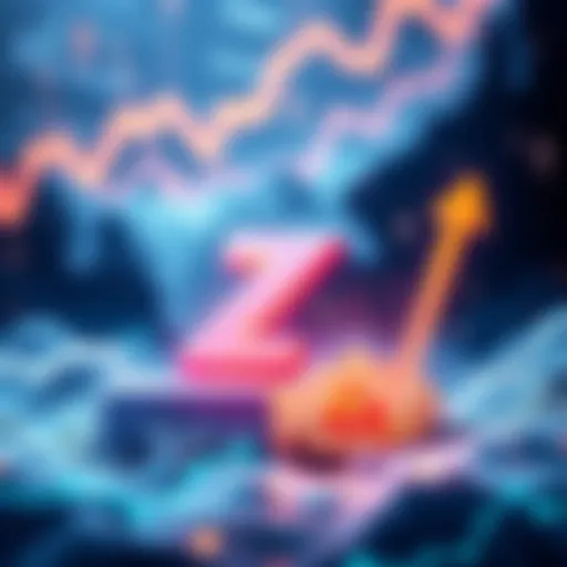 A digital representation of ZEC cryptocurrency with upward arrows indicating price increase and market momentum
